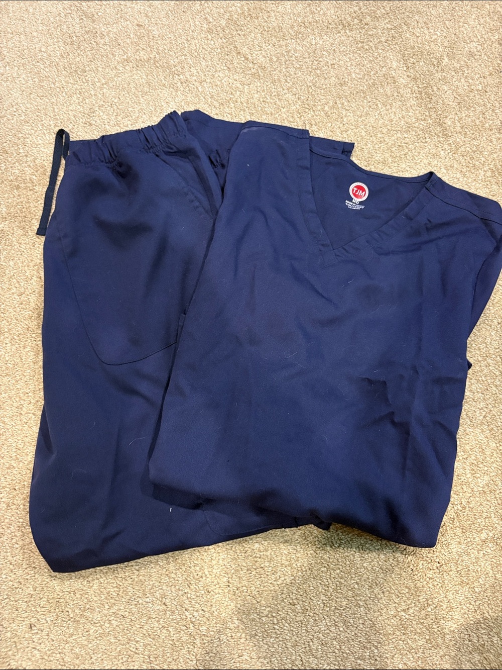 Navy Blue Medical Scrub Top & Pants Set